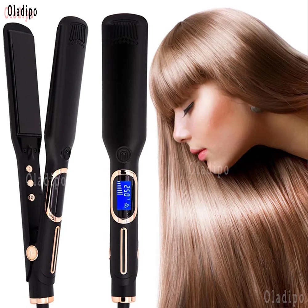 

Professional Wide Plate Iron 1/1.5/2 Inch Hair Straightener Ceramic Coated Plate LCD Fast Heating Anion Hair Tool Dual Voltage