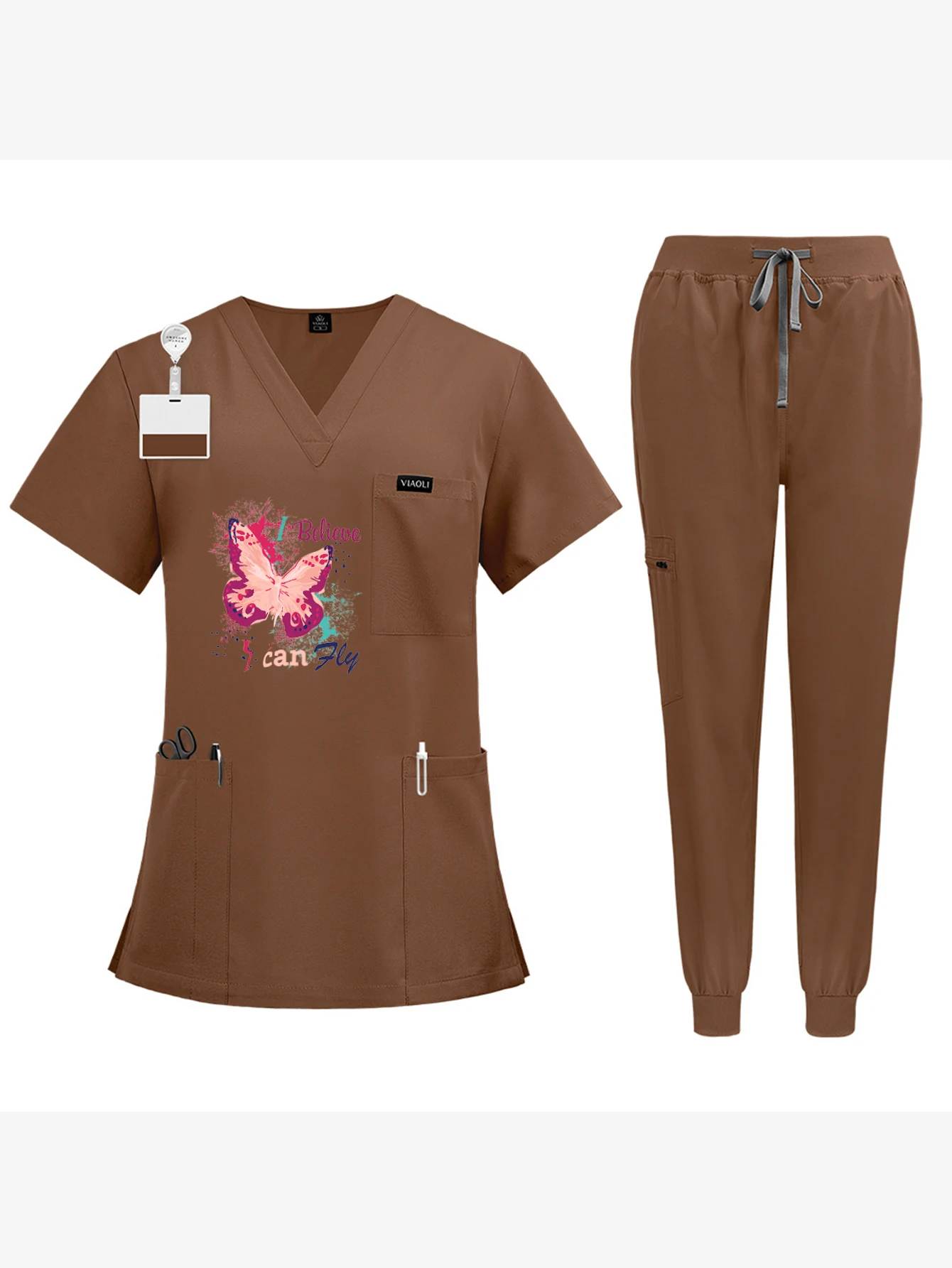 Ensemble de blouses médicales unisexes extensibles à impression personnalisée, SPA, infirmière, hôpital, vêtements de travail, blouse de laboratoire