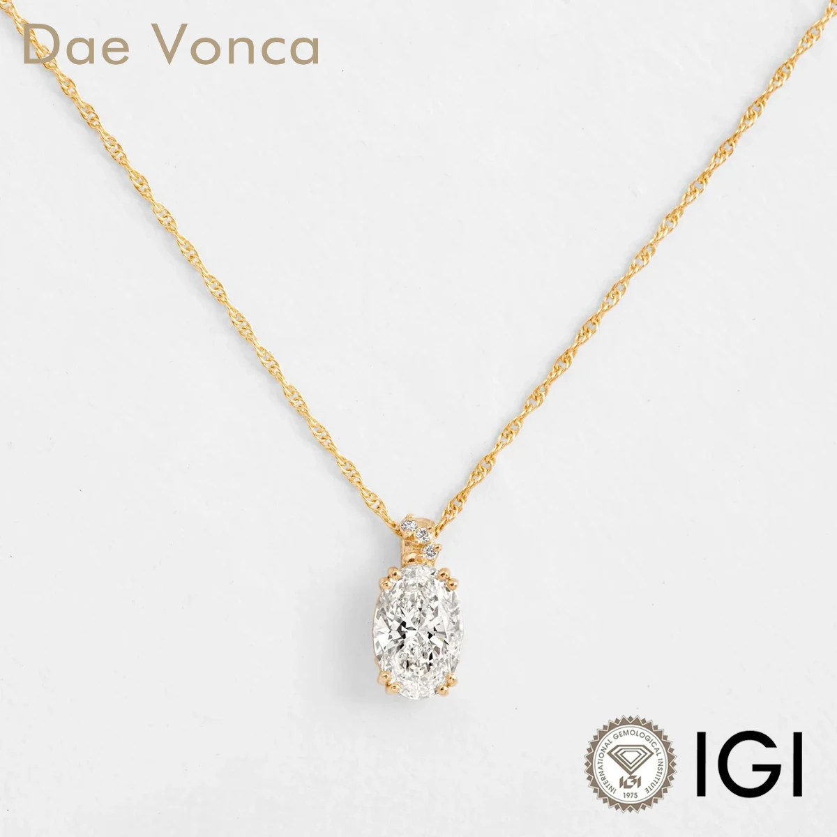 9K/14K/18K Yellow Gold Lab Grown Diamond Necklace IGI Certified Oval Cut Lab Diamond Pendant Necklace Fine Jewelry For Women