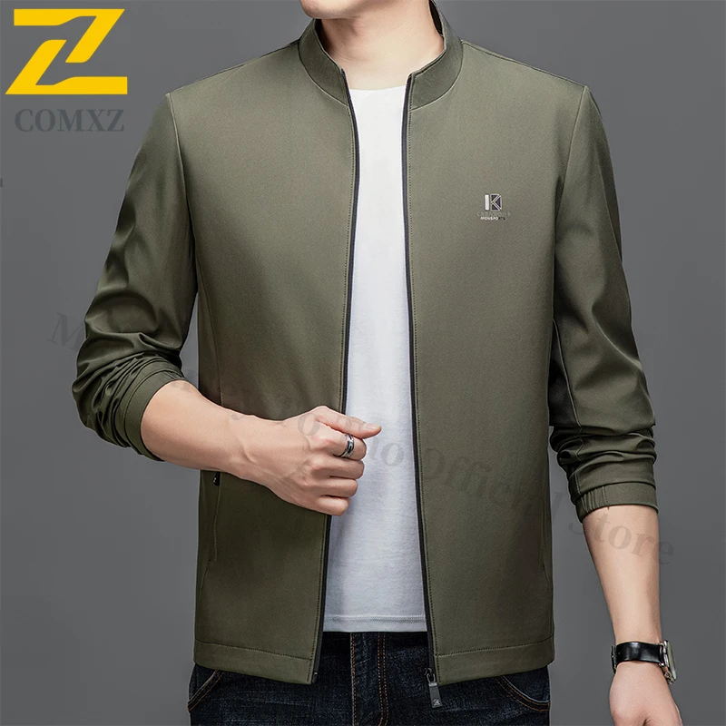 

New Classics Baseball Jacket Man Stand Collar Business Casual Waterproof Outerwear Resistant Spring Autumn Trend Office Coat