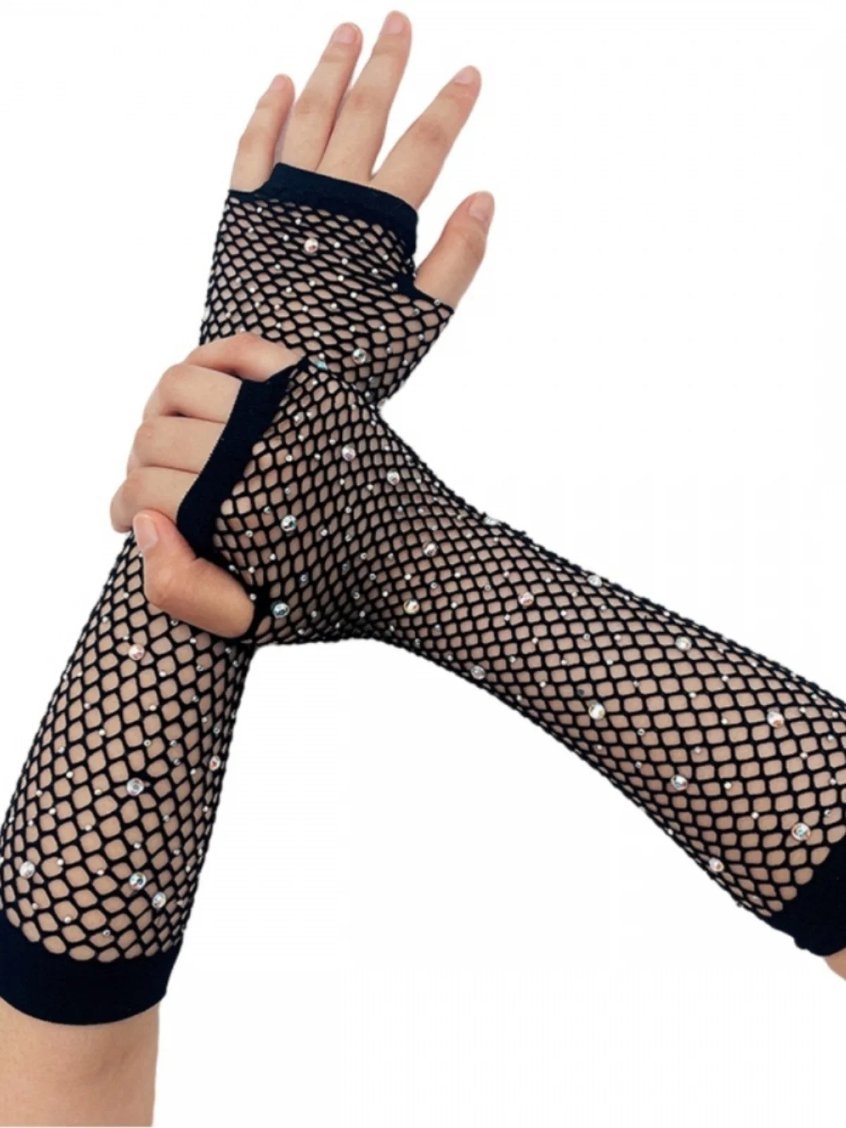 Par Fiing Net Glove Rhinestone Heat-Resistant Sve Par Elastic f Finger Glitter Rhinestone Gloves Sun Protection
