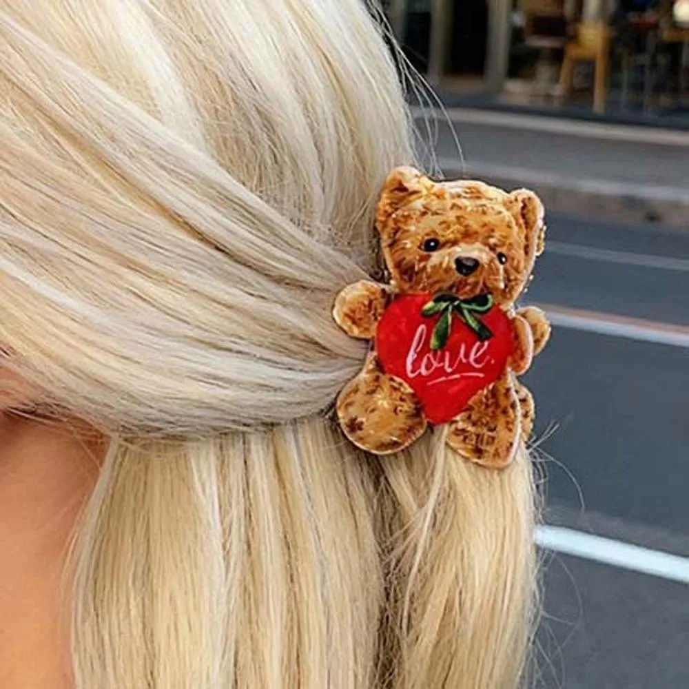 

PVC Cute Bear Hair Claw Peacock Hedgehog Cartoon Animal Shark Clip Waterproof Swan Acrylic Hair Claw Valentine's Day Headwear