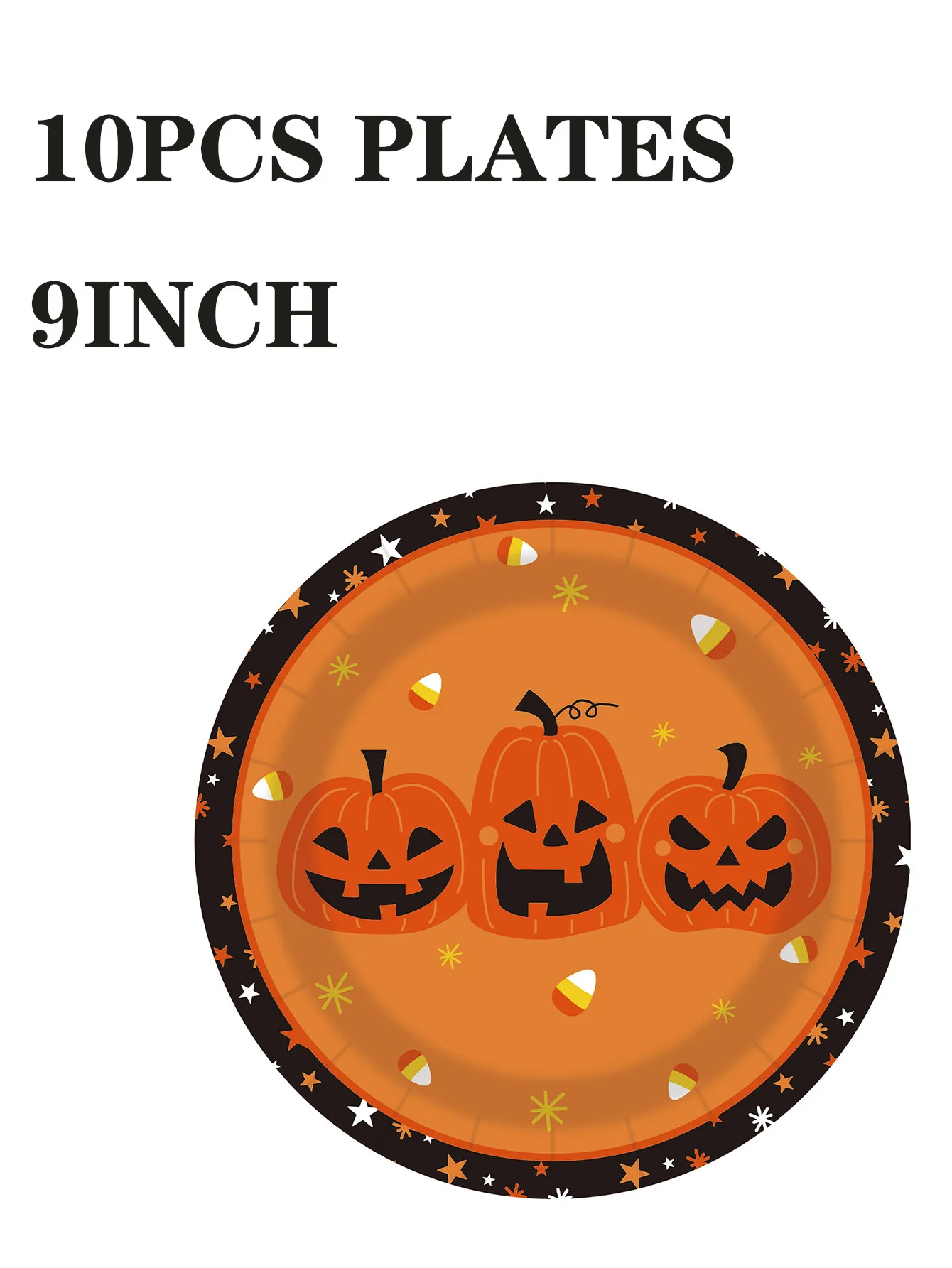 Halloween-Geschirrset, Teller, Becher und Servietten mit Kürbis-, Geister- und Sternenmuster, Tischdekoration für Kinderpartys – Detail 5