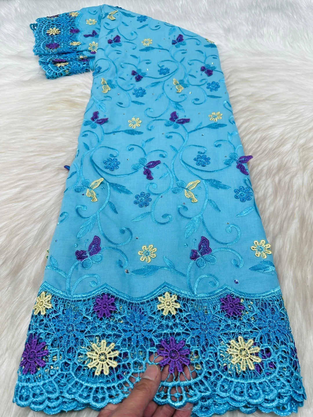 2026 African Swiss Voile Lace Fabric Embroidery Lace High Quality 3D Applique Nigerian 100% Cotton Lace Fabric For Wedding Dress