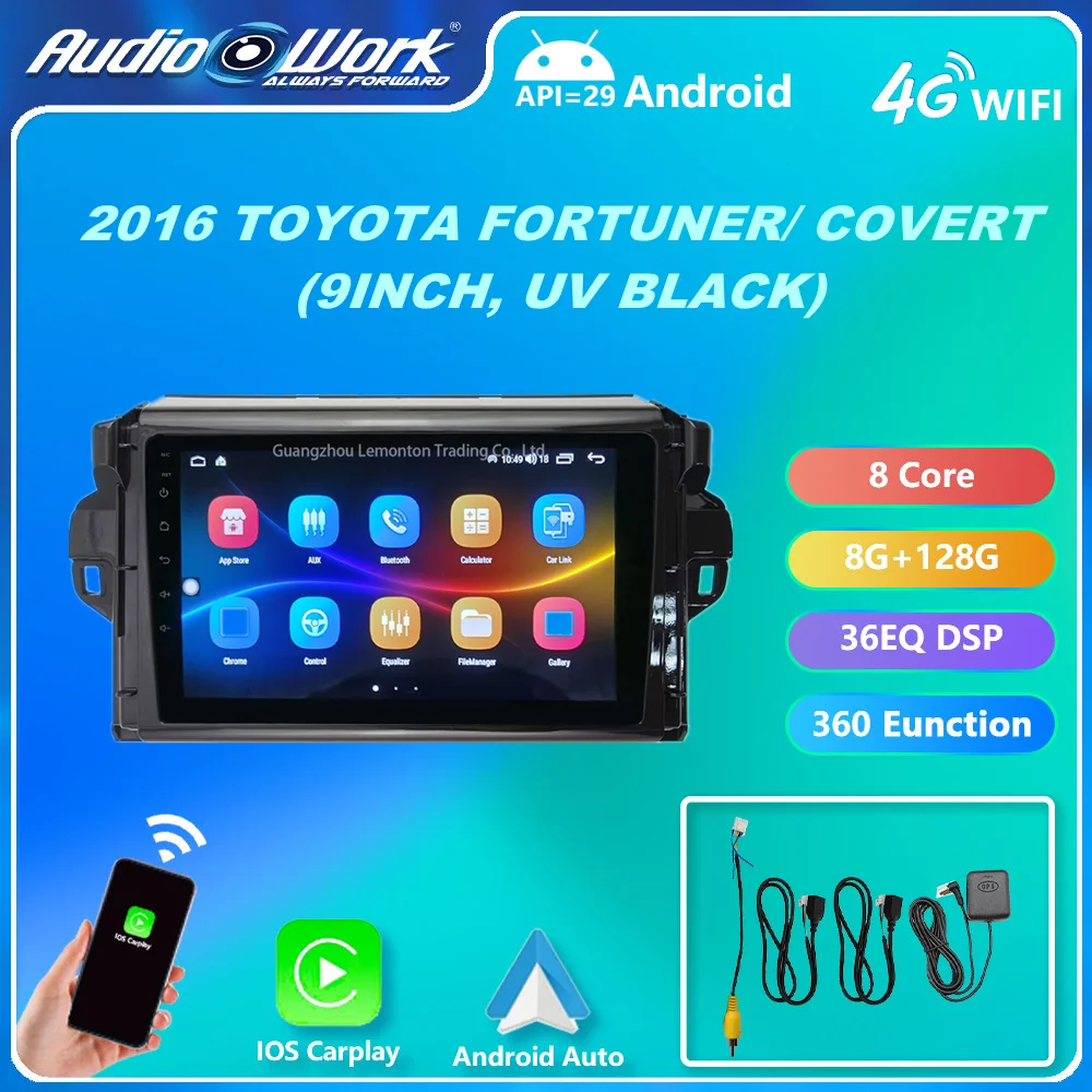 9 Inch 2.5D IPS Screen Car MP4 Player Built in 4G Wifi Carplay 4+64GB Car Auto Radio for Toyota Fortuner 2017 Car Video Player