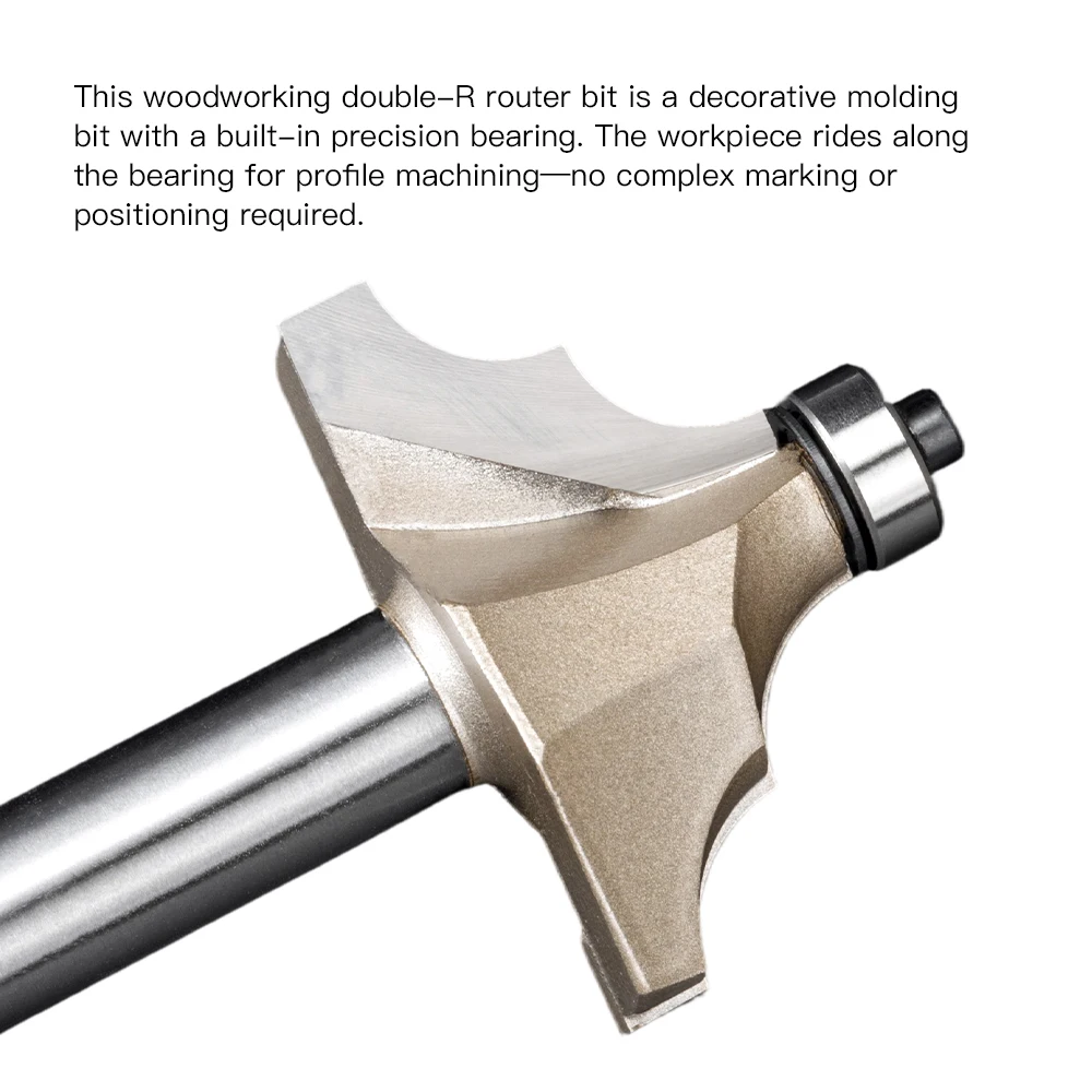 HUHAO 5PCS Double R Router Bit with Bearing 1/2