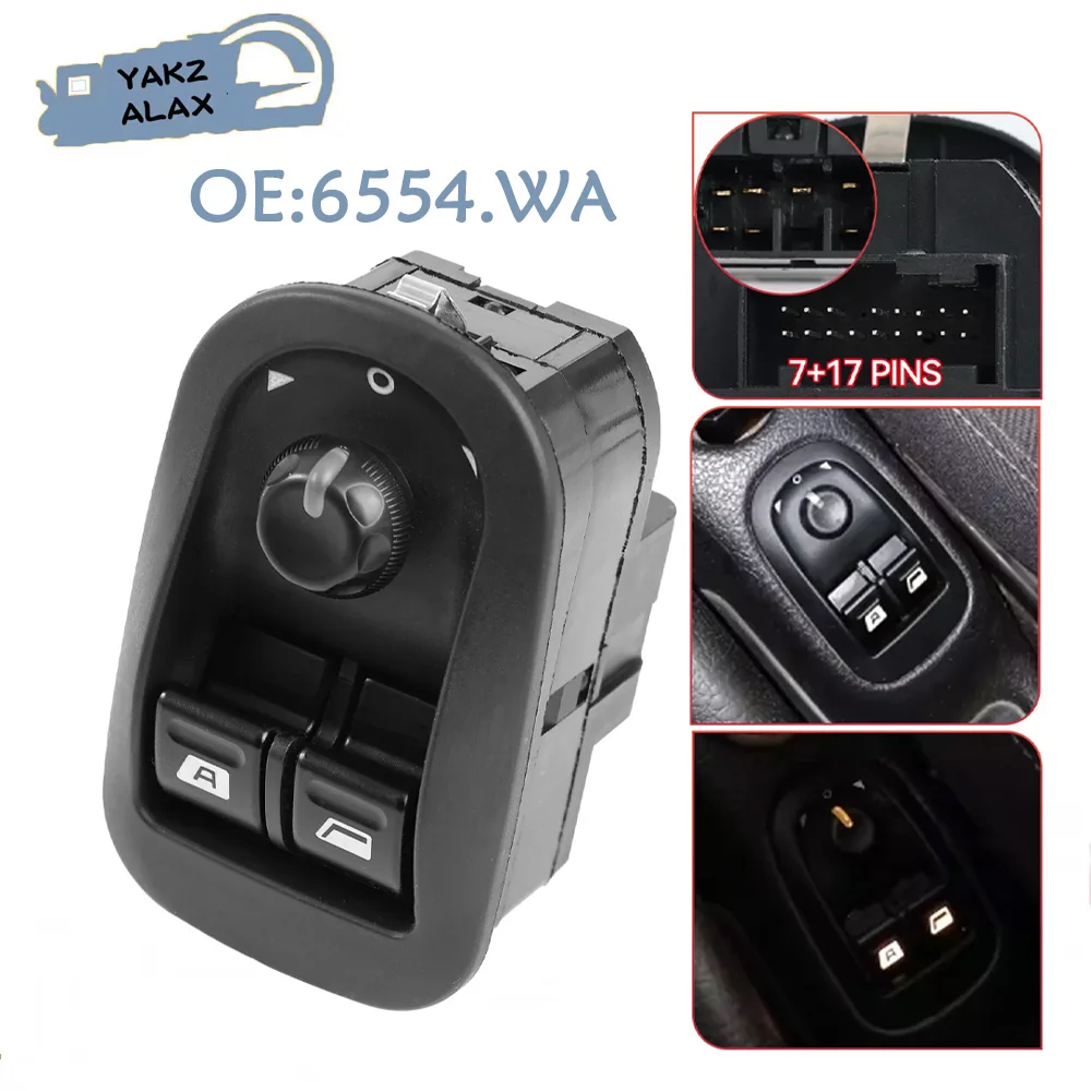 For Peugeot 206 207 306 Citroen C2 Jumpy Fiat Scudo Exper 1993-2017 Window Mirror Control Switch Button 6554.WA Car Accessories