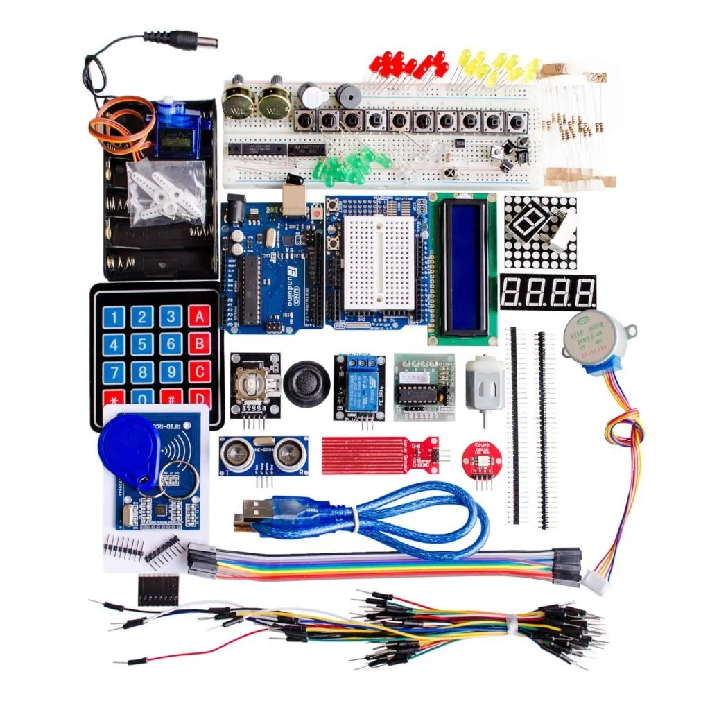 kit-de-demarrage-pour-arduino-uno-r3-platine-de-prototypage-et-support-moteur-pas-a-pas-servo-1602-lcd-cable-de-raccordement