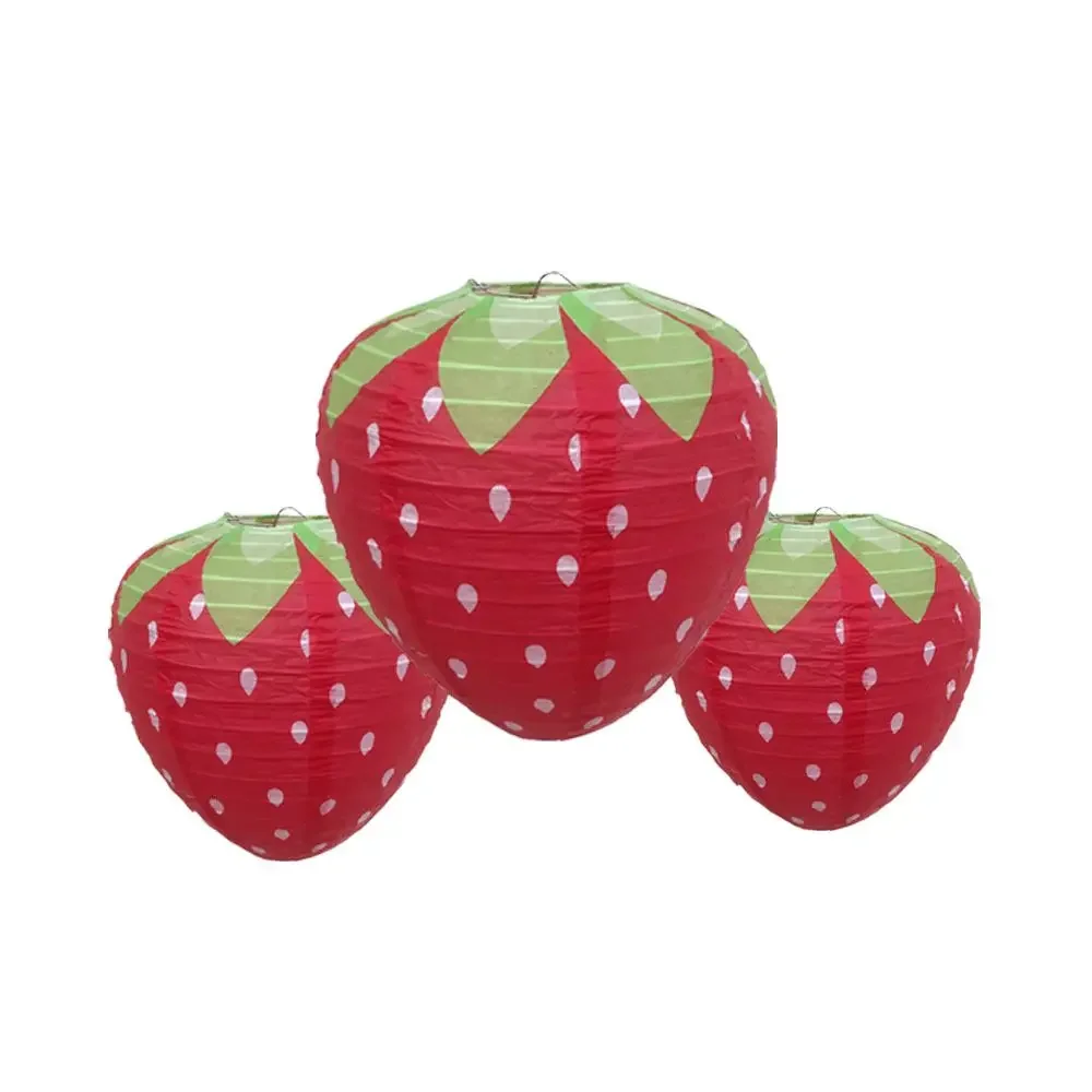 

1pcs Strawberry Shaped Paper Lanterns Birthday Party Decor Hanging 3D Strawberry Ornament Backdrop Baby Shower Garden Decoration