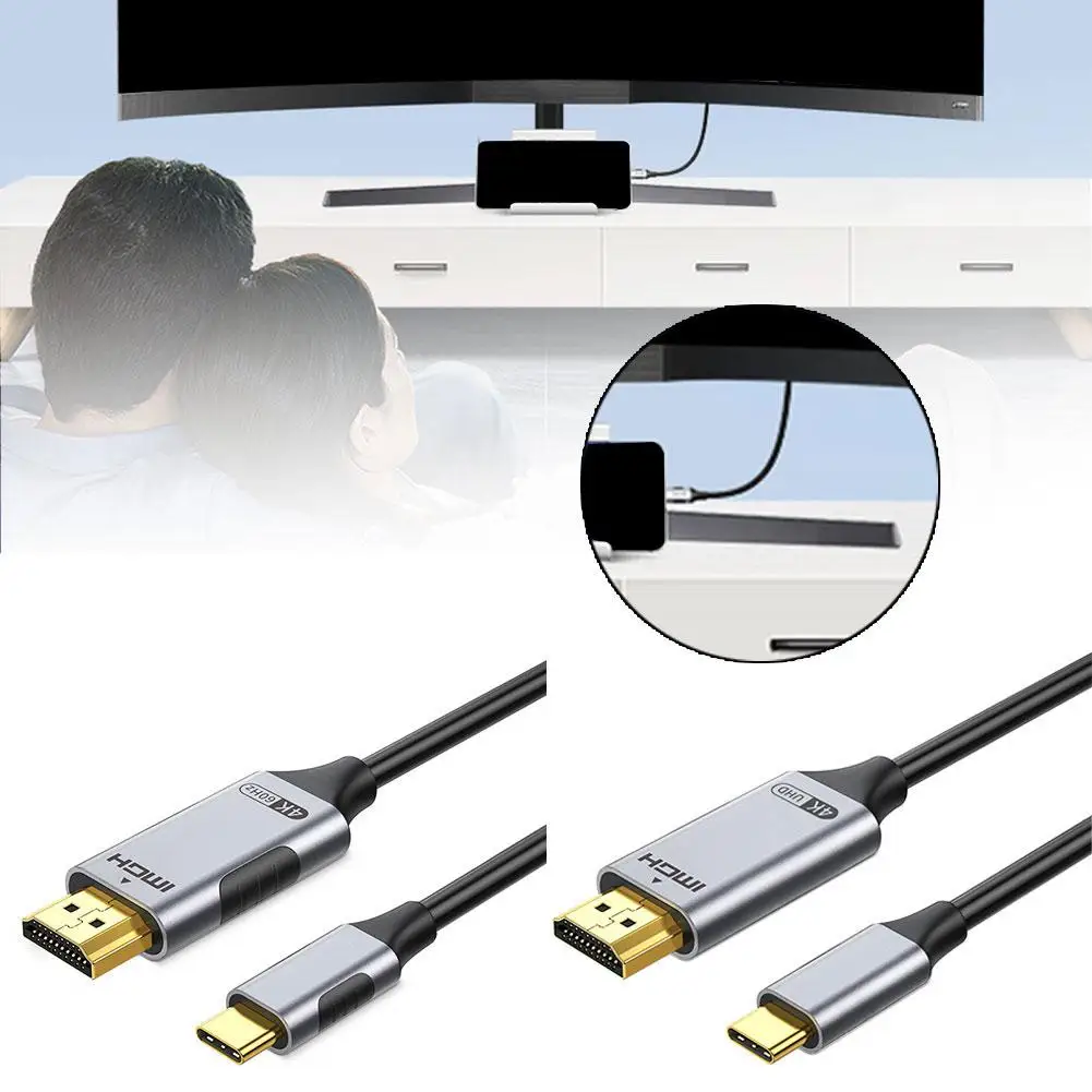 4K 30/60HZ 2m Type-C To HDMI Compatible 4K Android Phone, Tablet, TV Monitor, Projector, Projection Cable Adapter Converter view 4
