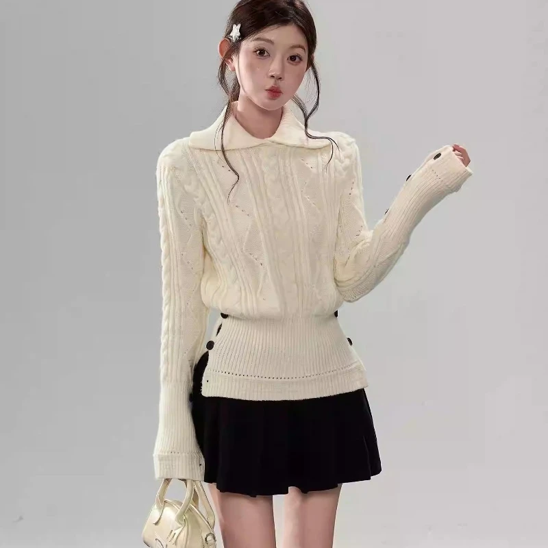 

Deeptown Sweet Elegant Sweaters Women Korean Style Coquette Knitted Pullover Kawaii Fashion Autumn Winter Jumpers Aesthetics