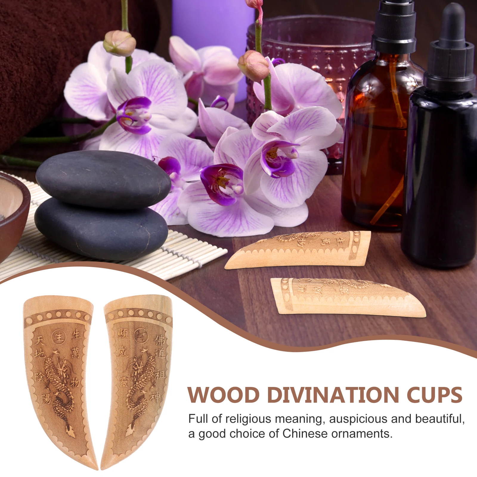 

Crescent Chalice Divination Tools Holy Cups Desk naments Wood Religious Meaning Smooth Surface Cultural