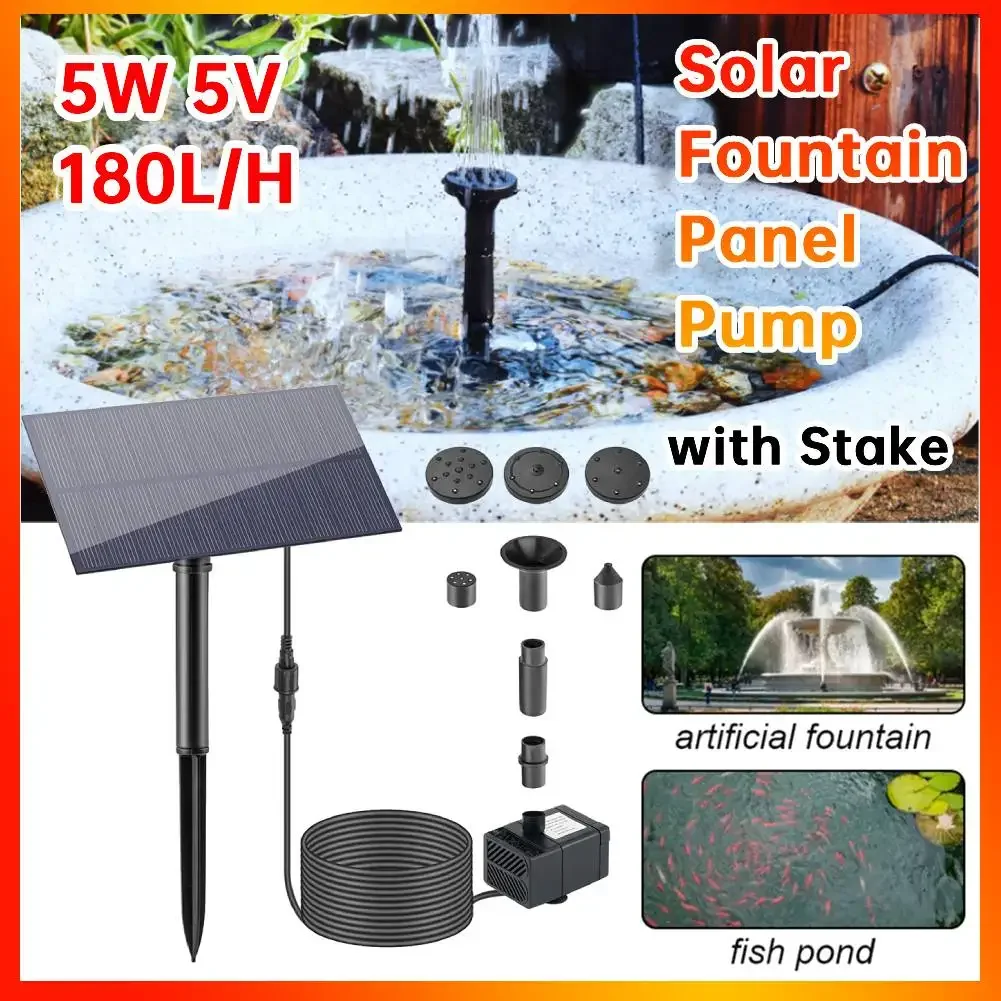 

Water Sprinkler Sprayer Garden Decoration with Stake 5W 5V Solar Power Panel Water Pump Energy Saving 180L/h Kits for Fish Tank