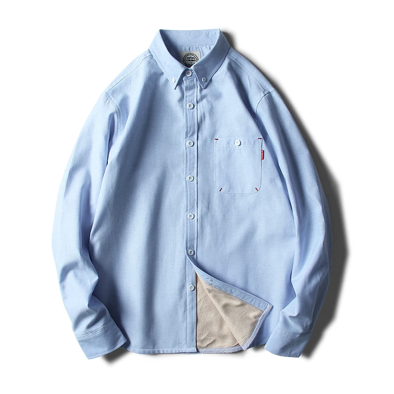 

Faionable Winter Thiened Long Sve Ox Cloth irt Men's Fce Lined Slim Fit Embroidered Casual irt Korean Sle