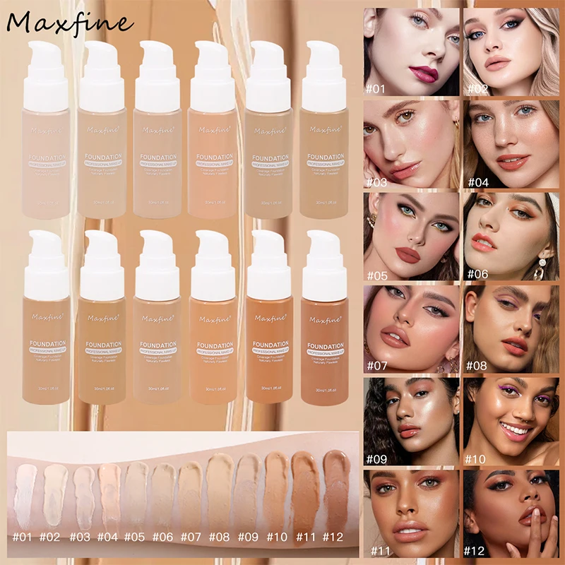 Liquid Foundation คอนซีลเลอร์ปกปิดเต็มรูปแบบยาวนานกันน้ําเหงื่อเครื่องสําอางคุณภาพสูง Professional แต่งหน้า