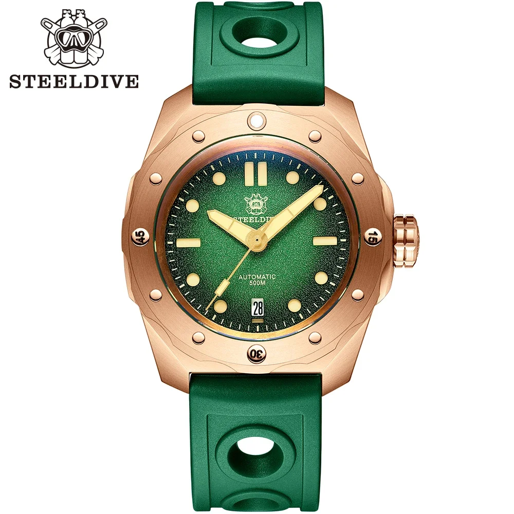 STEELDIVE SD1960S Upgraded 46.5mm CuSn8 Bronze Case NH35 Men Dive Watch 500M Water Resistance Sapphire Bronze Valve Diver Watch