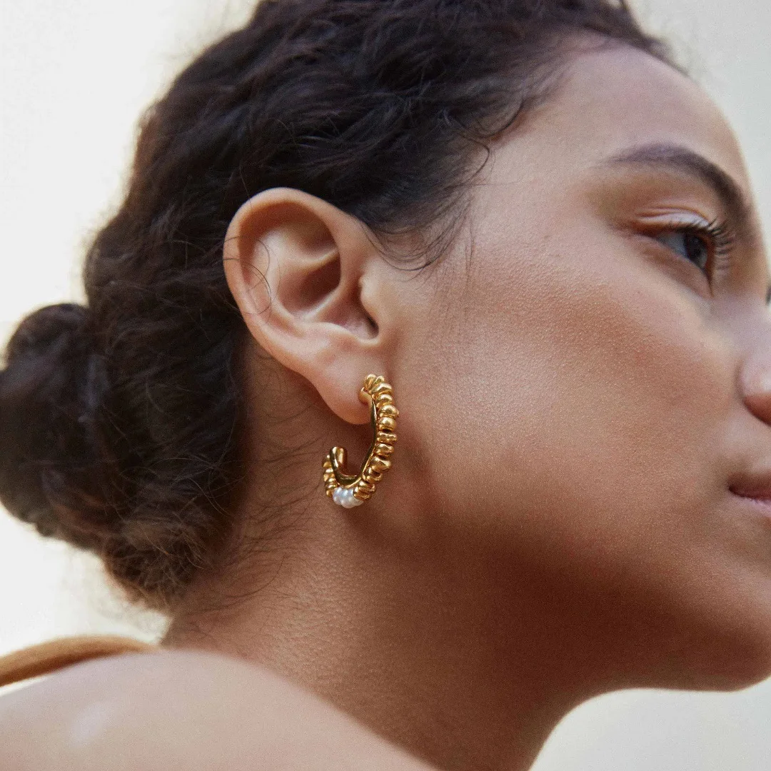 

Европа Америка Ретро Дизайн Жемчуг C-образные Золотые Серьги Женские Элегантные Богемные Ювелирные Изделия Тенденция