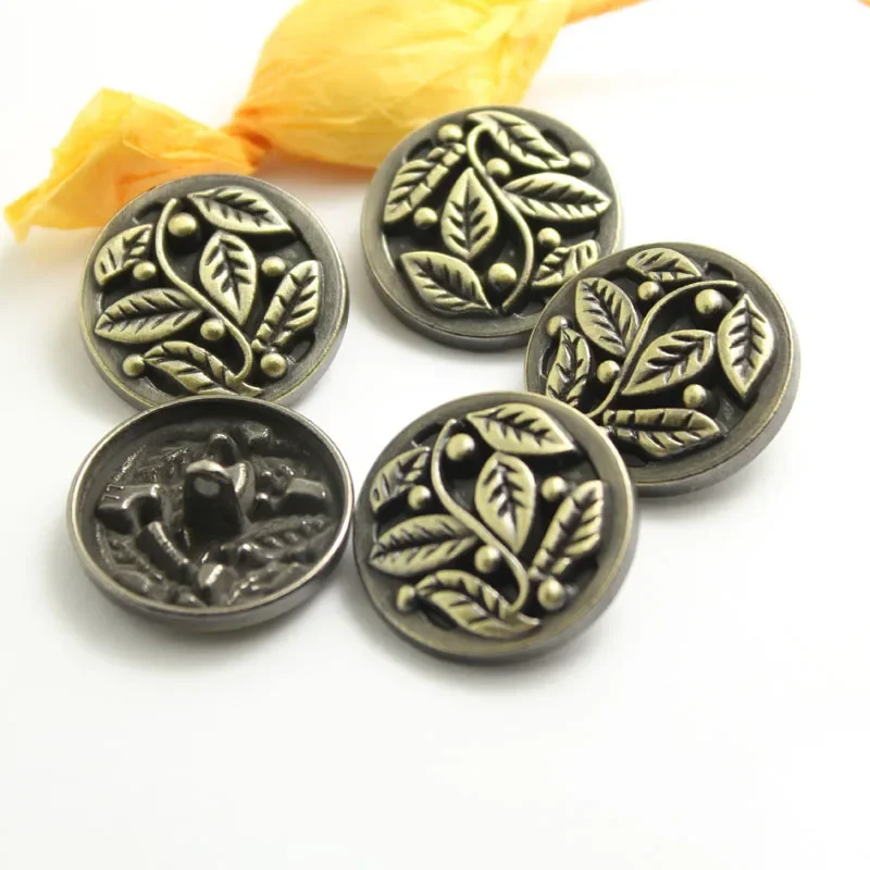 Antique Bronze Brushed Metal Button, Windbreaker Button, Retro Decoration, Flatback Embellishments, Wholesale, 18-40mm, 10Pcs