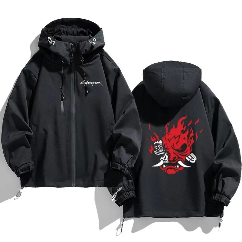 

Аниме-куртка с капюшоном 2077: Свободная осенне-зимняя куртка унисекс для студентов, ветрозащитная, с длинными рукавами, на молнии