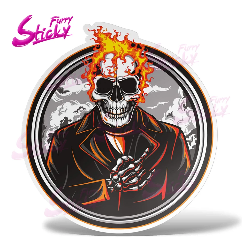 Stiker Mobil Lengket Berbulu untuk Pengendara Hantu Kerangka Pengendara Lencana Stiker Mobil untuk Helm Bagasi Laptop Motor Aksesori Mobil