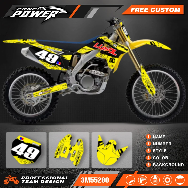 Powerzone Motorcycle Graphic For Suzuki RMZ250 2007 2008 2009 Decals Sticker Kits Number Name Custom 04