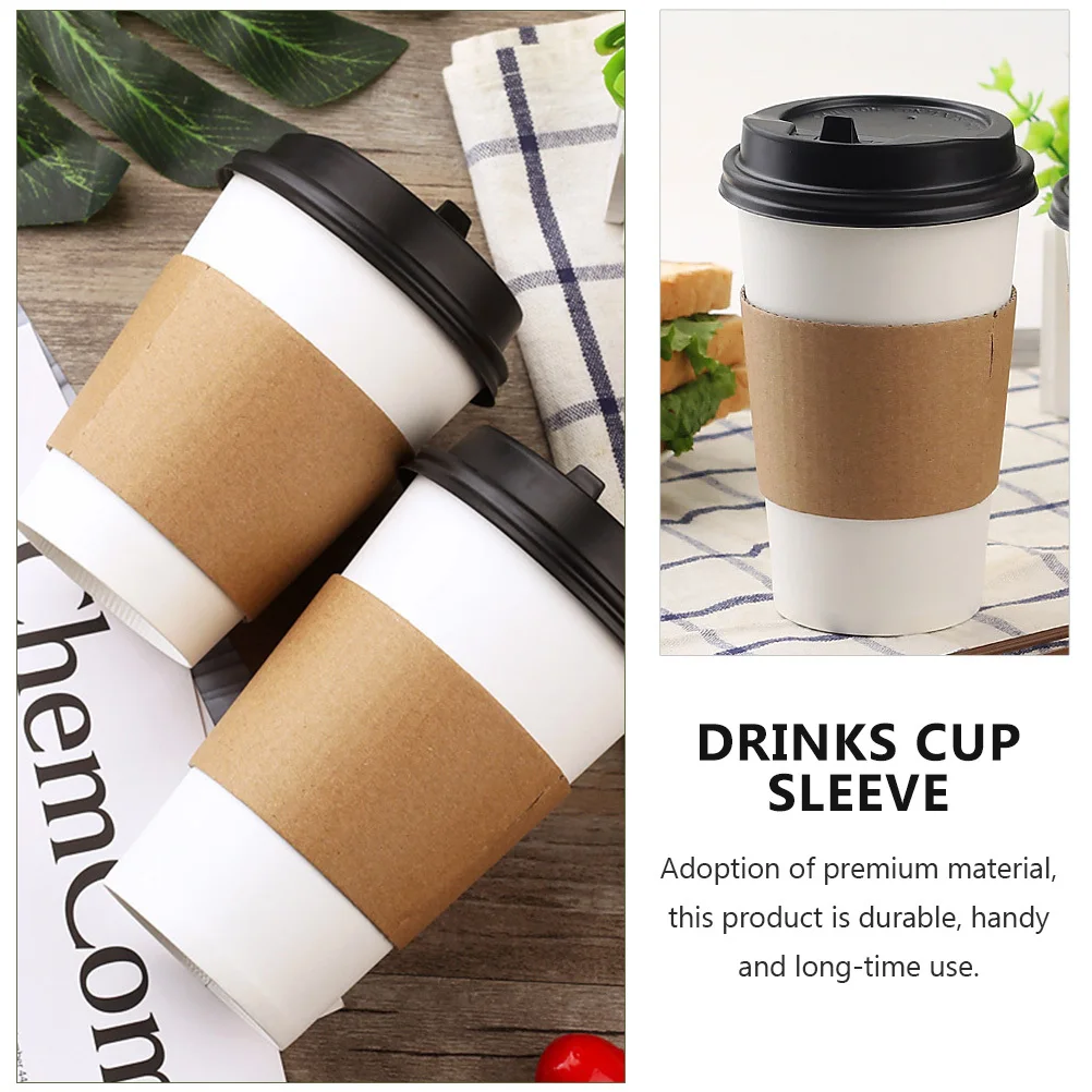 

50Pcs Heat-Insulation Cup Sleeves Durable Protective Covers Corrugated Paper Tea Coffee Outdoor Sleeve Cup Sleeve