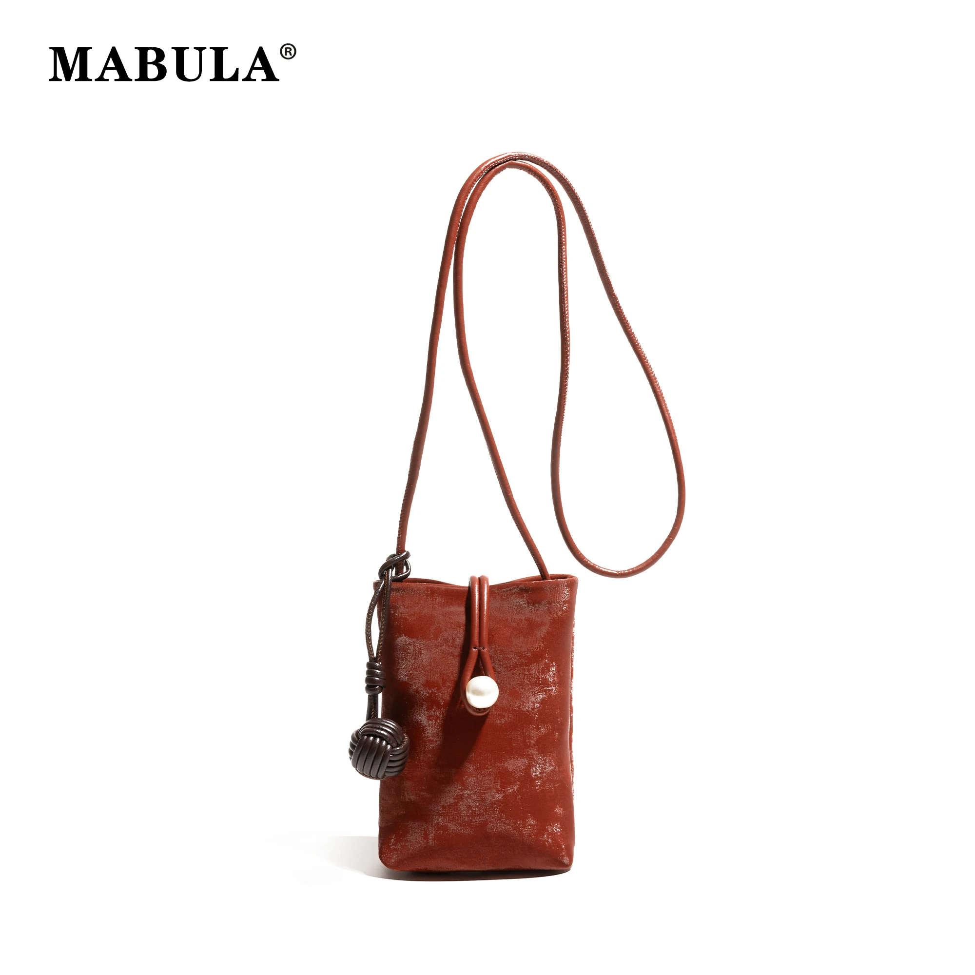 

MABULA Chinese Style Mobile Phone Bag Pearl Phone Bag New Year Red Coin Purses Trendy Versatile Shopping Female Crossbody Bags