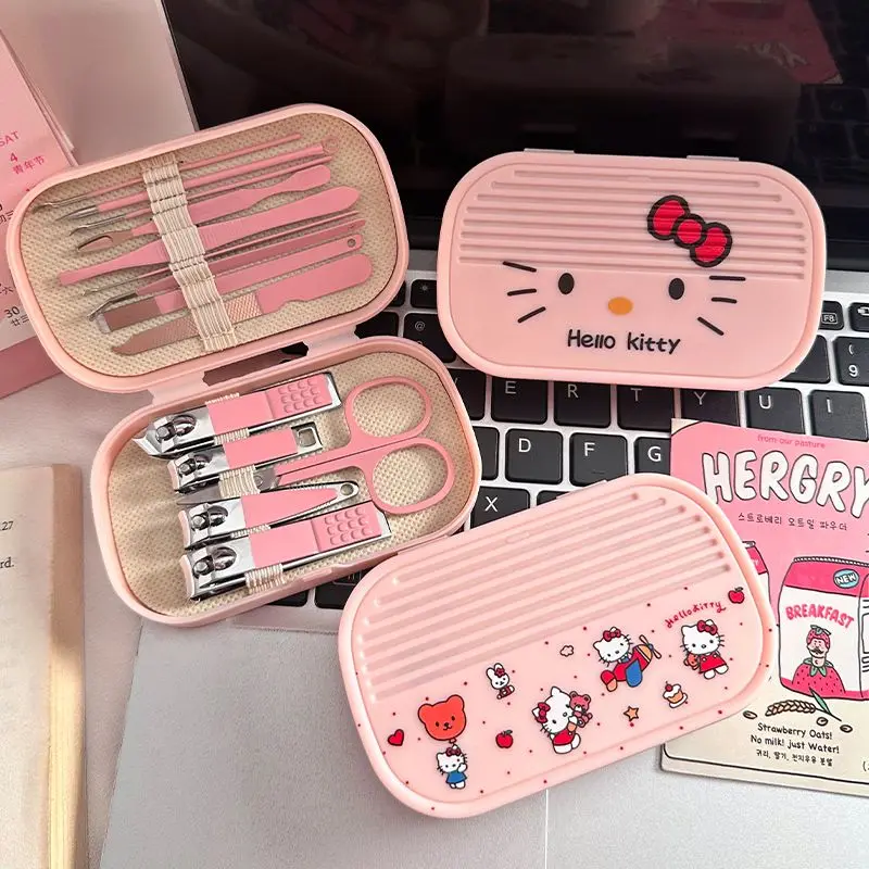 14 قطعة Kawaii تلوين شين تشان HelloKitty مانيكير القواطع مسمار المقص مجموعة المنزلية الفولاذ المقاوم للصدأ الأذن ملعقة مقص باديكير