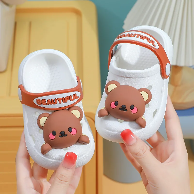 Children's baby breathable non-slip slippers boys and girls soft bottom cartoon light bag head beach slippers sandals