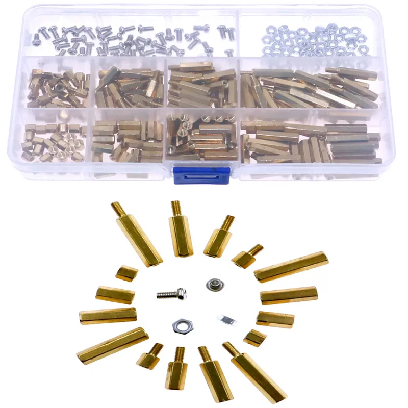 

300pcs M3 Male Female Brass Hex Column Standoff Support Spacer Pillar Screw Nut For PCB Board Assortment Kit