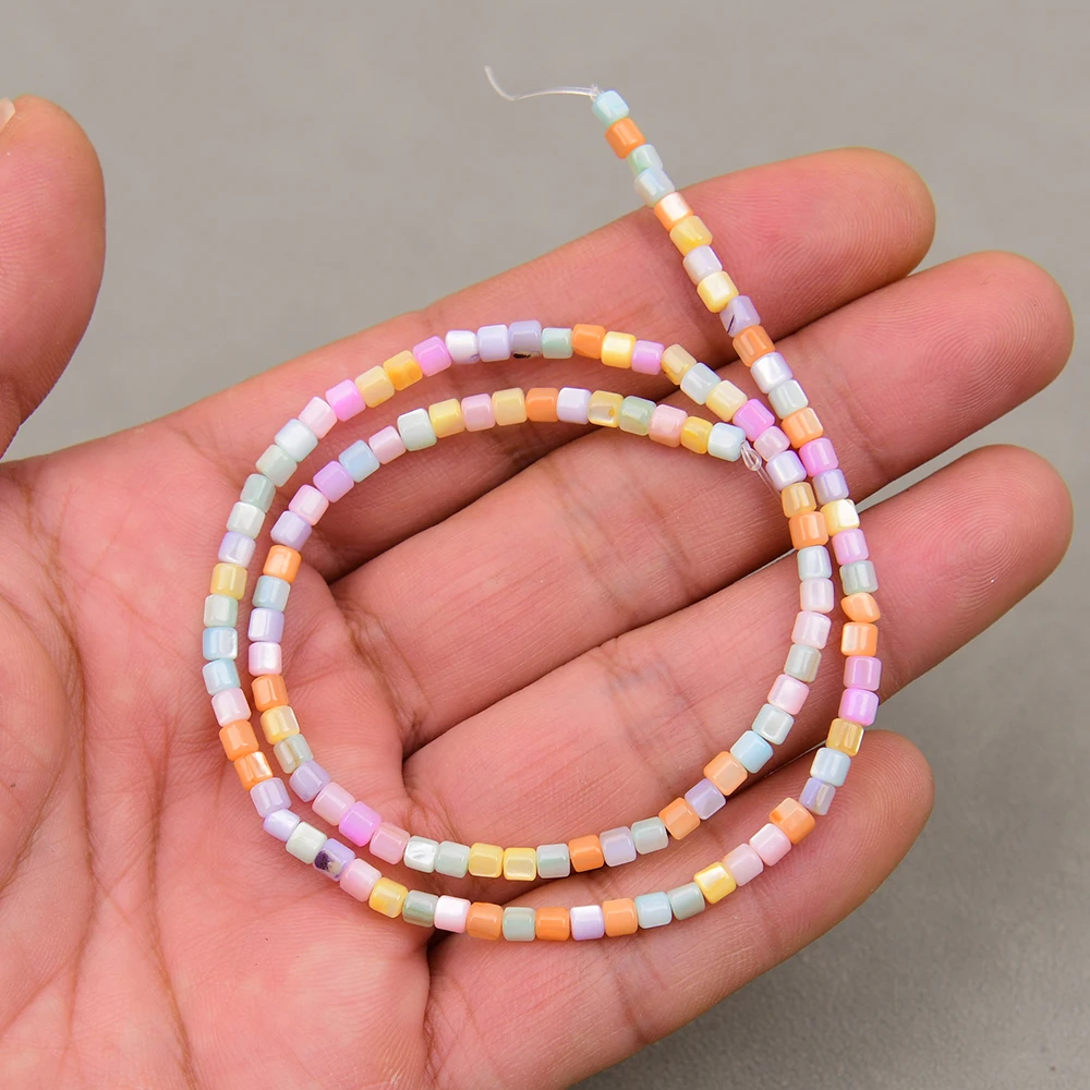 5 Strands Tiny 3mm Natural Mix Color Sea Shell Freedom Cylinder Gems Stone Loose Beads 15'' Strands Jewelry Making DIY