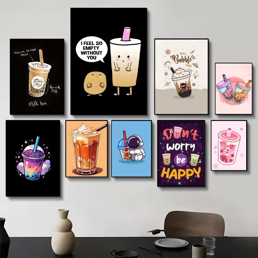Creamy Milk Tea Poster Painting Wall Art for Living Room Home Gifts Decor Mural