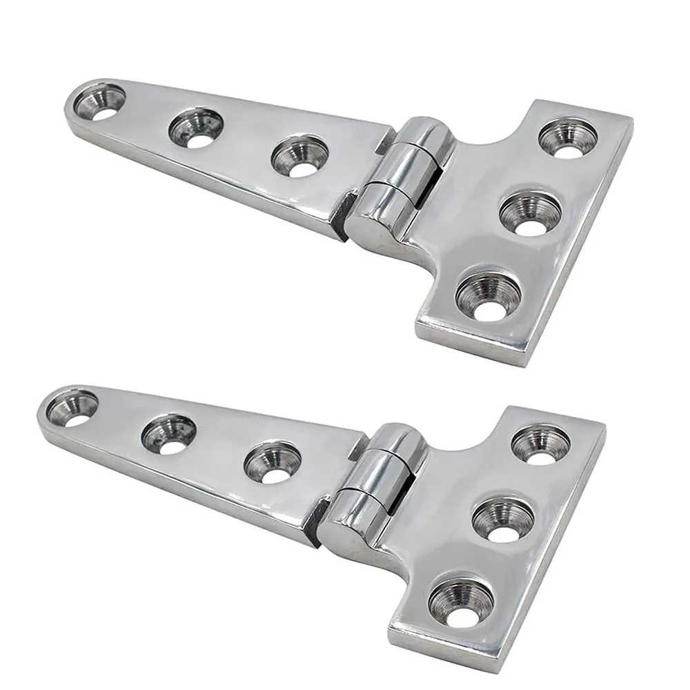 

2 Pack 4"(L) 2"(W) Boat Strap T Hinge Boat Door Flush Triangle Hinges Heavy Duty Marine Grade 316 Stainless Steel