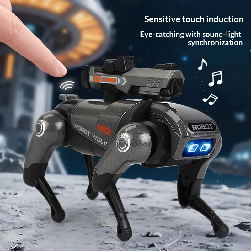 AI Robot Wolf HD2 Alloy Electric Toy Touch Sensitive Walkable Sound Light Interactive Robot Dog For Boys Birthday Holiday Gift