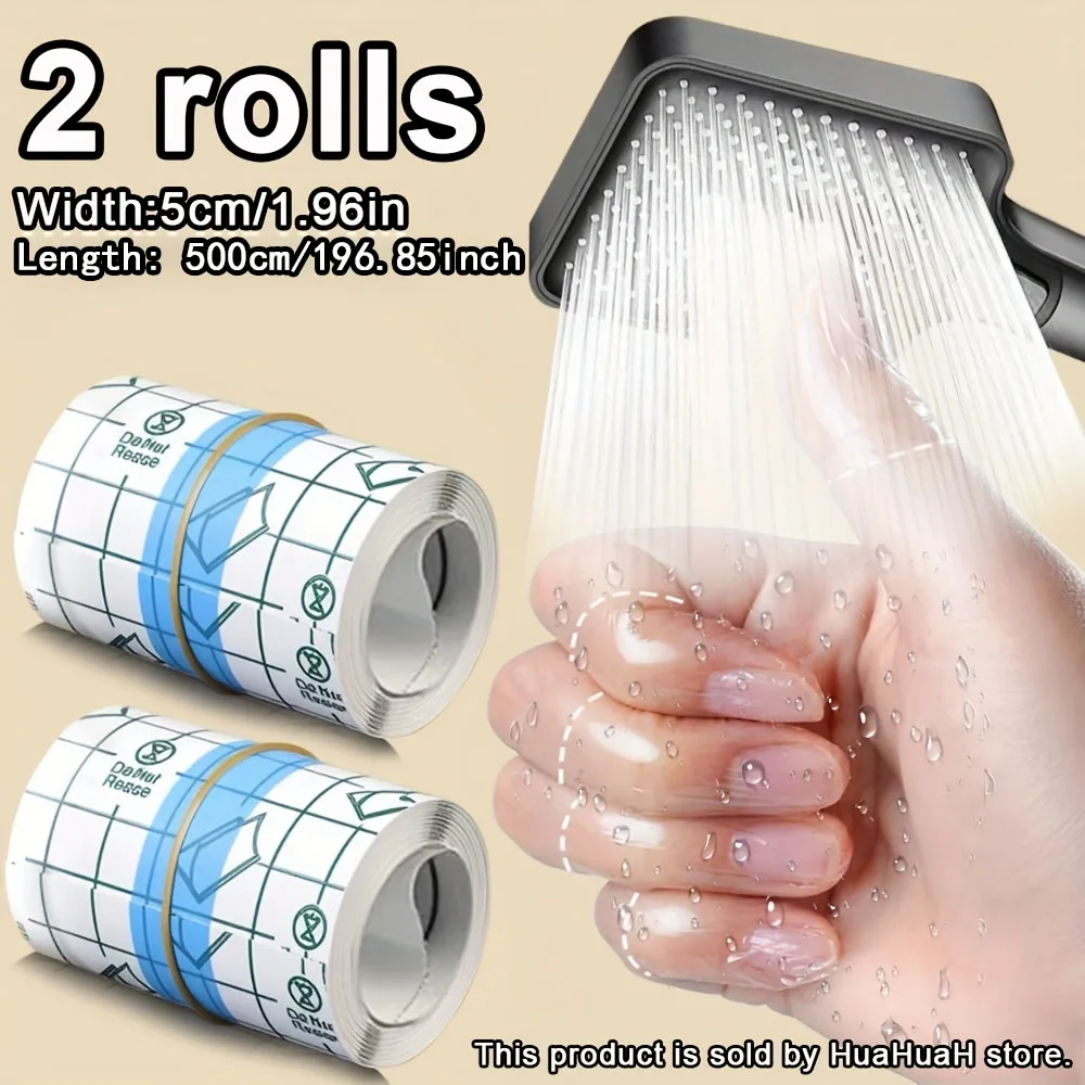 2 rolls of multi-purpose transparent waterproof PU film tape, hypoallergenic tape, tattoo tape, waterproof shower dressing.
