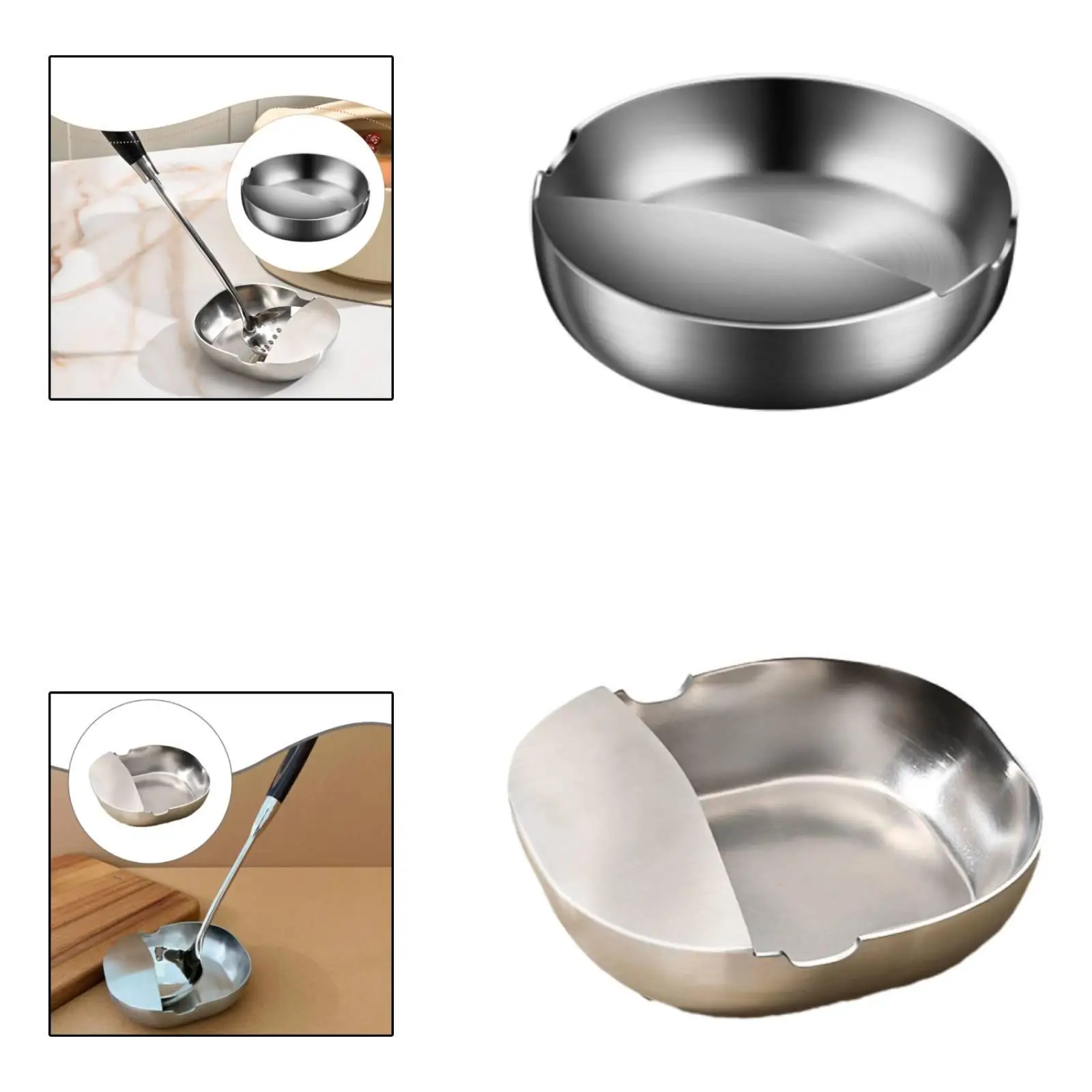Household Stainless Steel Spoon Rest Multifunction Utensil Holder Kitchen Gadget for Table and Countertop