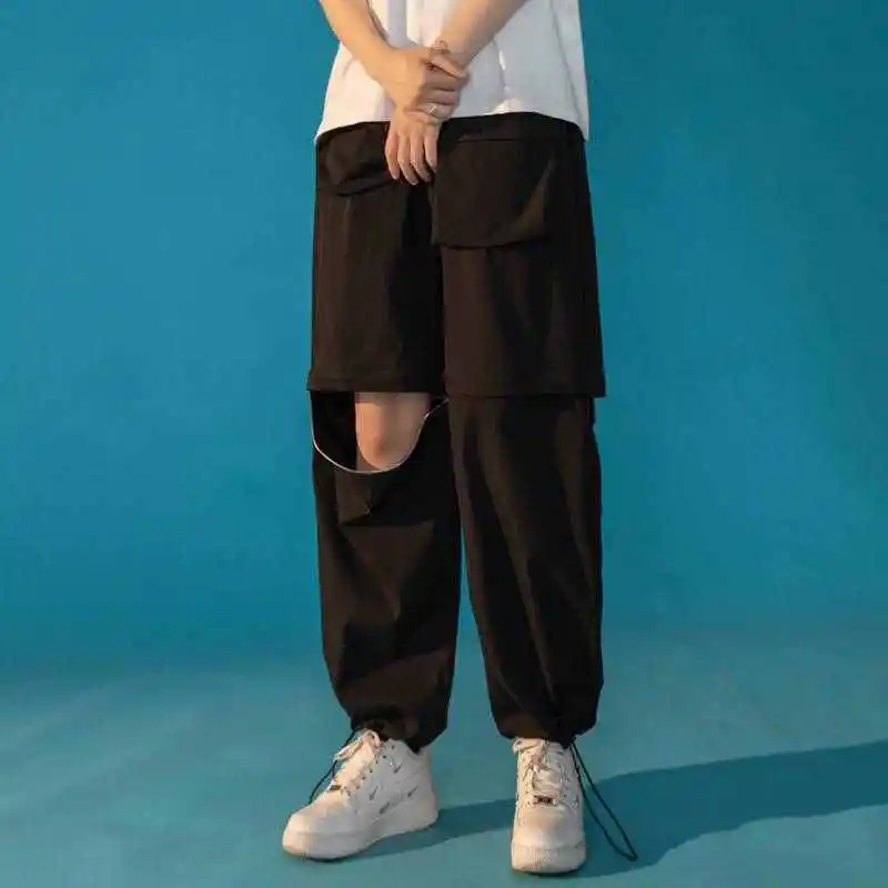 Neue männer Casual Baumwolle Hosen Neutral Fan Energie Overall Abnehmbare Jugendliche Vitali Sle Gerade Bein Zipper Taille Lange Tr...