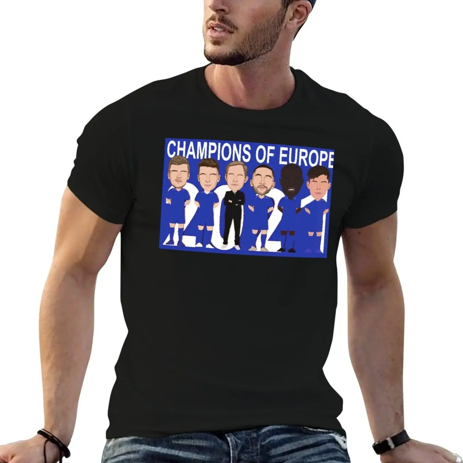 Chelsea Champions of Europe 2021 T-Shirt blacks Aesthetic clothing Blouse mens graphic t-shirts