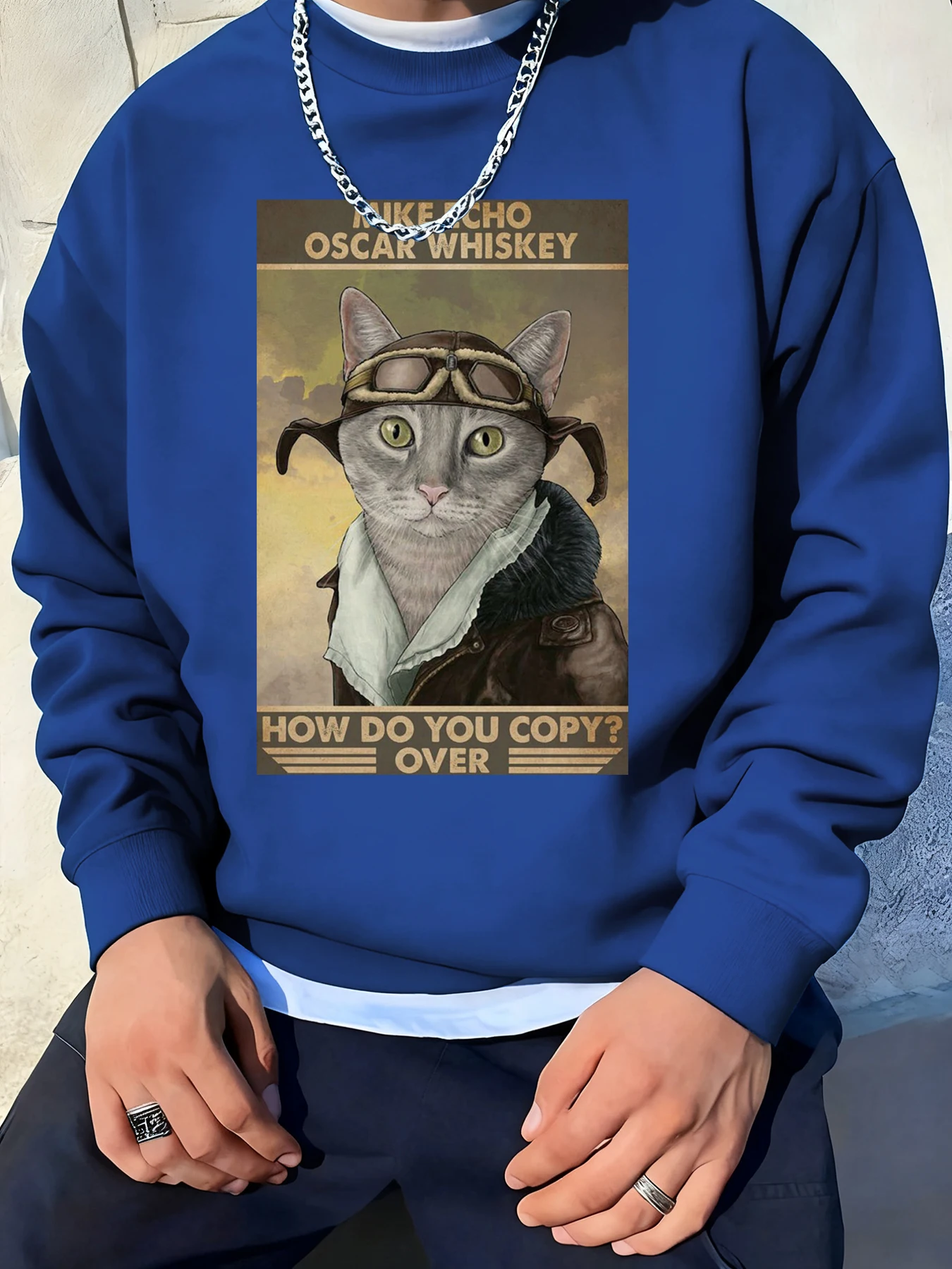 

Дизайнерские толстовки в стиле ретро с изображением кота, флисовая толстовка в стиле хип-хоп, осенняя модная уличная одежда, универсальный пуловер с круглым вырезом