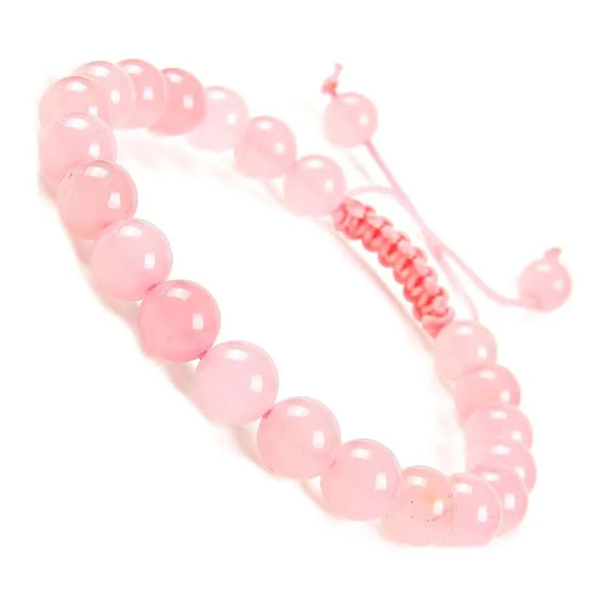 Braided Macrame Natural Healing Crystal Round Beads Stone Bracelets For Women Amethyst Rose Quartz Adjustable Bracelet Jewelry