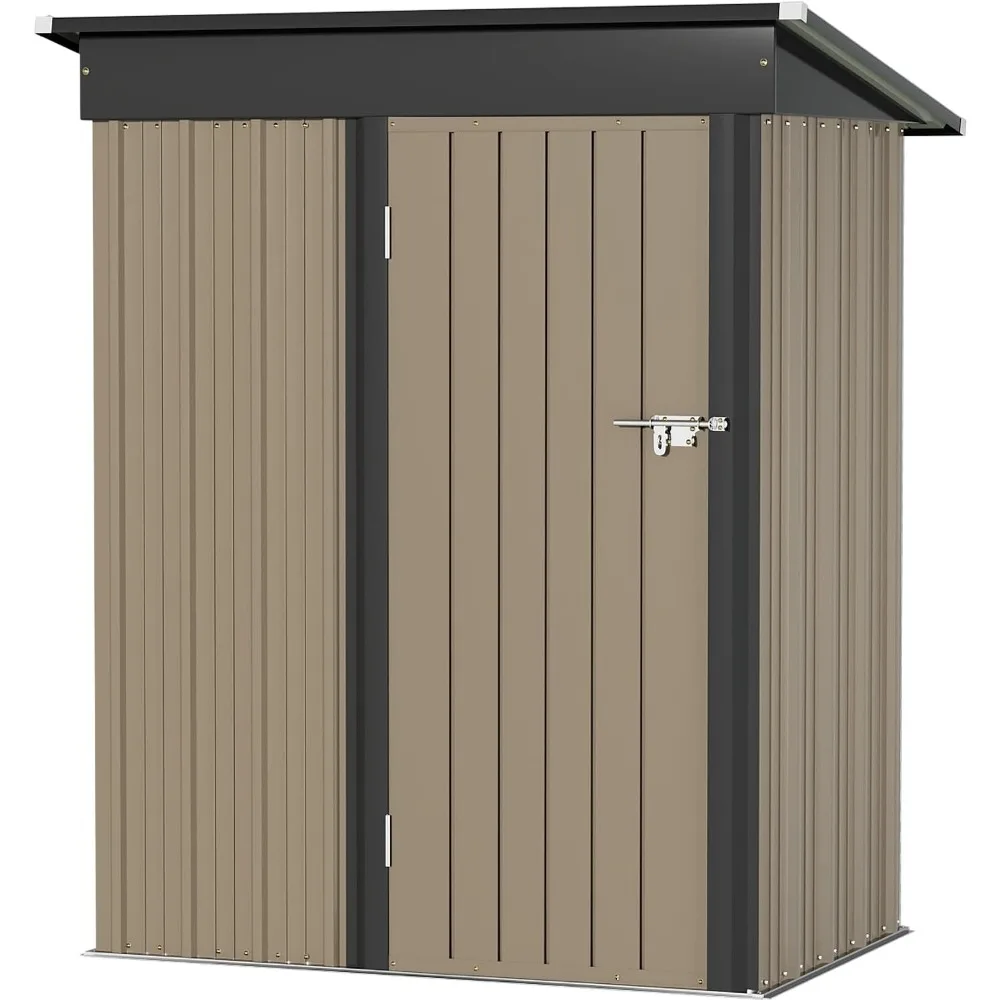 Imagem -06 - Metal Storage Shed para Quintal ao ar Livre Conchas Marrons Cabine para Quintal Jardim Pátio Gramado Gramado e Edifícios Suprimentos 5ft x 3ft