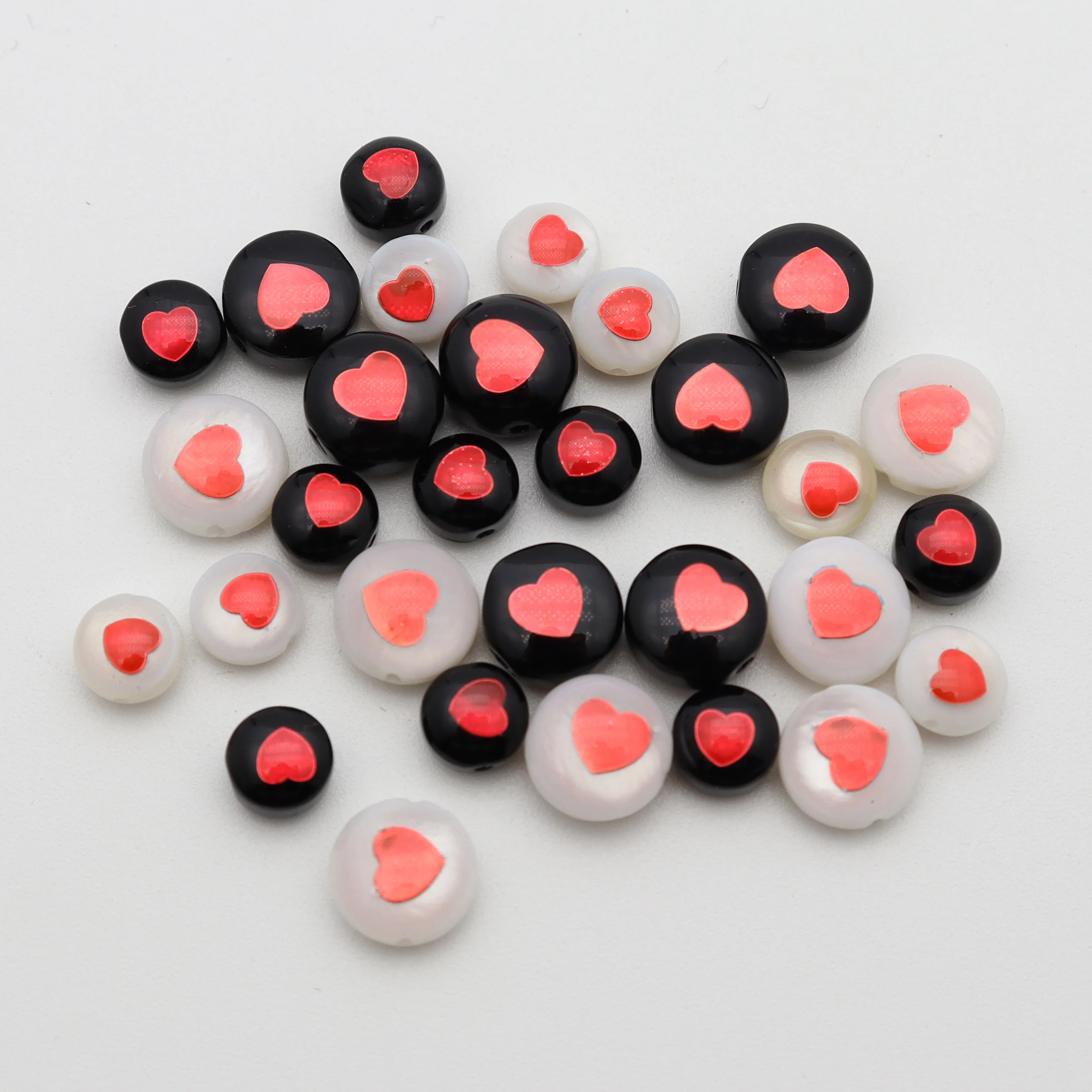 

6-8mm Natural Freshwater Shell Round Printing Nacre For Jewelry Making DIY Necklace Earrings Handmade Accessories