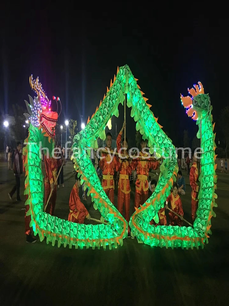 18m Led Lights Party Stage Decoration Chinese National Culture DRAGON DANCE Props Silk Folk Festival Celebration Mascot