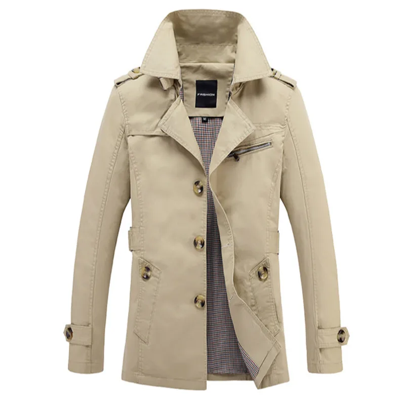 Brand Male Overcoat Long Jacket Coat Men Men\'s Trench Coat Trenchcoat Windbreaker Outwear Cotton Fabric Clothing