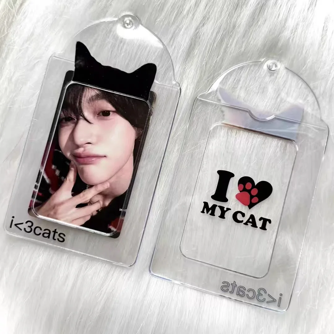 1/2 Stück Niedlicher Katzenohren-Kartenhalter aus Transparentem PVC, Wasserdichter Fotokarten- und Ausweishalter im Koreanischen Stil, Bedruckte Kartenschutzhülle – Detail 4