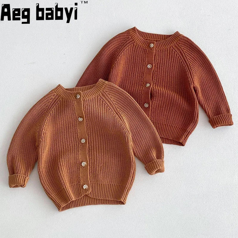 

Baby Sweater Autumn Boys Girls Clothes Kids Toddler Knit Cardigan Sweater Winter Children Long Sleeve Knitwear Coat 1-6Y