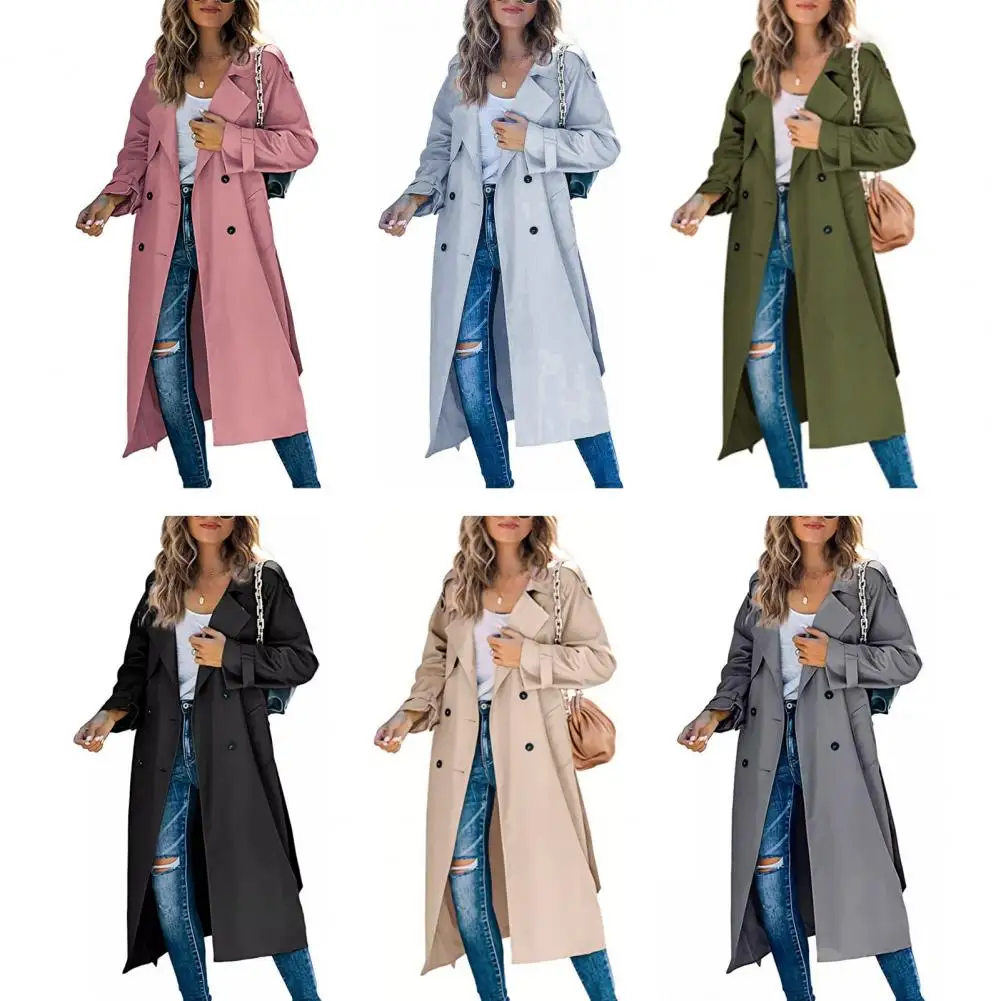 

Women Autumn Winter Long Coat Solid Color Long Sleeve Fashion Casual Trench Coat Autumn Spring Outerwear Jacket for Work Travel