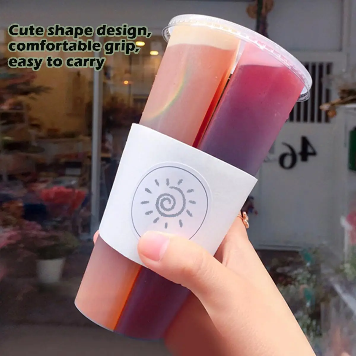 

20PCS Plastic Drink Cups, Clear Double Thicken Cup with Lids, Couple Sharing Hot and Cold Drink Cup , 700ml