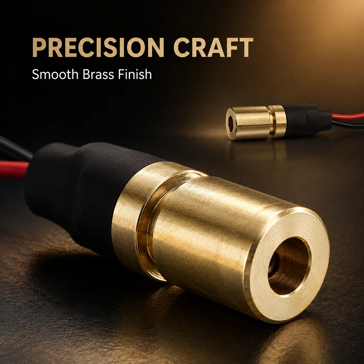 Mini Brass Laser Module Housing with Red Black WiresZhonNa 6.5x9mm  for Tools Instruments Meters Equipment Parts Accessories Kit