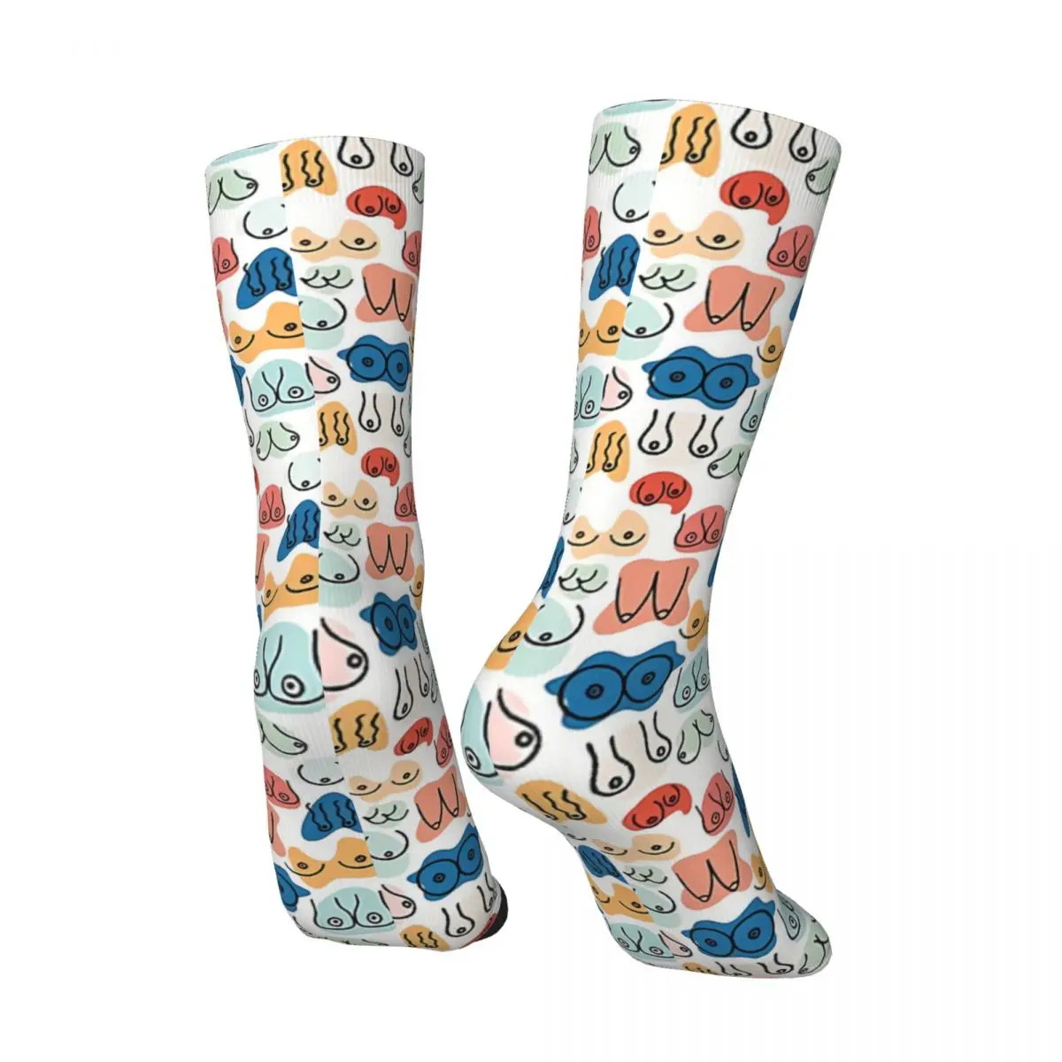 Chaussettes drôles en élan pour hommes, couleurs Hip Hop, seins Harajuku, motif heureux imprimé, chaussettes d'équipage pour garçons, cadeau décontracté